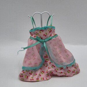 Spin Master Doll Dress With Pink Cherry Print & Sheer Overlay For Fashion Dolls